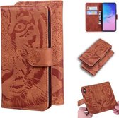 Voor Samsung Galaxy S10 Lite / A91 Tiger Embossing Pattern Horizontale Flip Leather Case met houder & kaartsleuven & portemonnee (bruin)