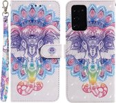 Voor Samsung Galaxy Note20 3D-schilderijpatroon Gekleurde tekening Horizontale flip PU-lederen hoes met houder & kaartsleuven & portemonnee (kleurrijke olifant)