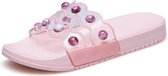 Mode Elegante Transparante Agaat Slippers voor Dames (Kleur: Roze Maat: 40)