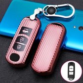 Voor Mazda Smart 3-knops auto TPU sleutel beschermhoes sleutelhoes met sleutelring (roze)
