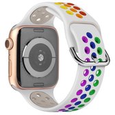 Tweekleurige siliconen horlogeband voor Apple Watch Series 6 & SE & 5 & 4 44 mm / 3 & 2 & 1 42 mm (wit + kleur) (wit + kleur)