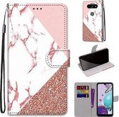 Voor LG Aristo 5 / K31 Gekleurde Tekening Cross Textuur Horizontale Flip PU Lederen Case met Houder & Kaartsleuven & Portemonnee & Lanyard (Poeder Steen Textuur)
