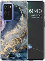Voor OnePlus 9 schokbestendig TPU beschermhoes met marmerpatroon (abstract goud)