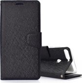 Zijden textuur horizontaal flip lederen hoesje voor Huawei Y7 Prime (2018) / Honor 7C / Enjoy 8, met houder & kaartsleuven & portemonnee & fotolijst (zwart)