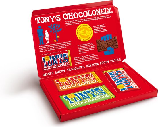 Tony's Chocolonely Geschenkdoos - Chocolade Cadeau voor Man en Vrouw met 3 Chocolade Repen - Chocola Geschenk - 3 x 180 gram Geschenkset