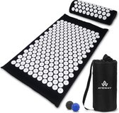 AyeWay Acupressuur Mat met Kussen - Incl. 2 Triggerpoint Ballen -  Spijkermat - Draagtas - 66x40x2cm - Zwart