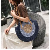 Rotan Handtas - Ronde Schoudertas - Zomer Strandtas - Shopper - Blauw