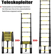 3,8 m Telescopische Ladder Multifunctionele Ladder Uittrekbare Ladder Multifunctionele Ladder Uittrekbare Ladder 13 Trappen Staande Ladder van hoogwaardig Aluminium Belastbaarheid