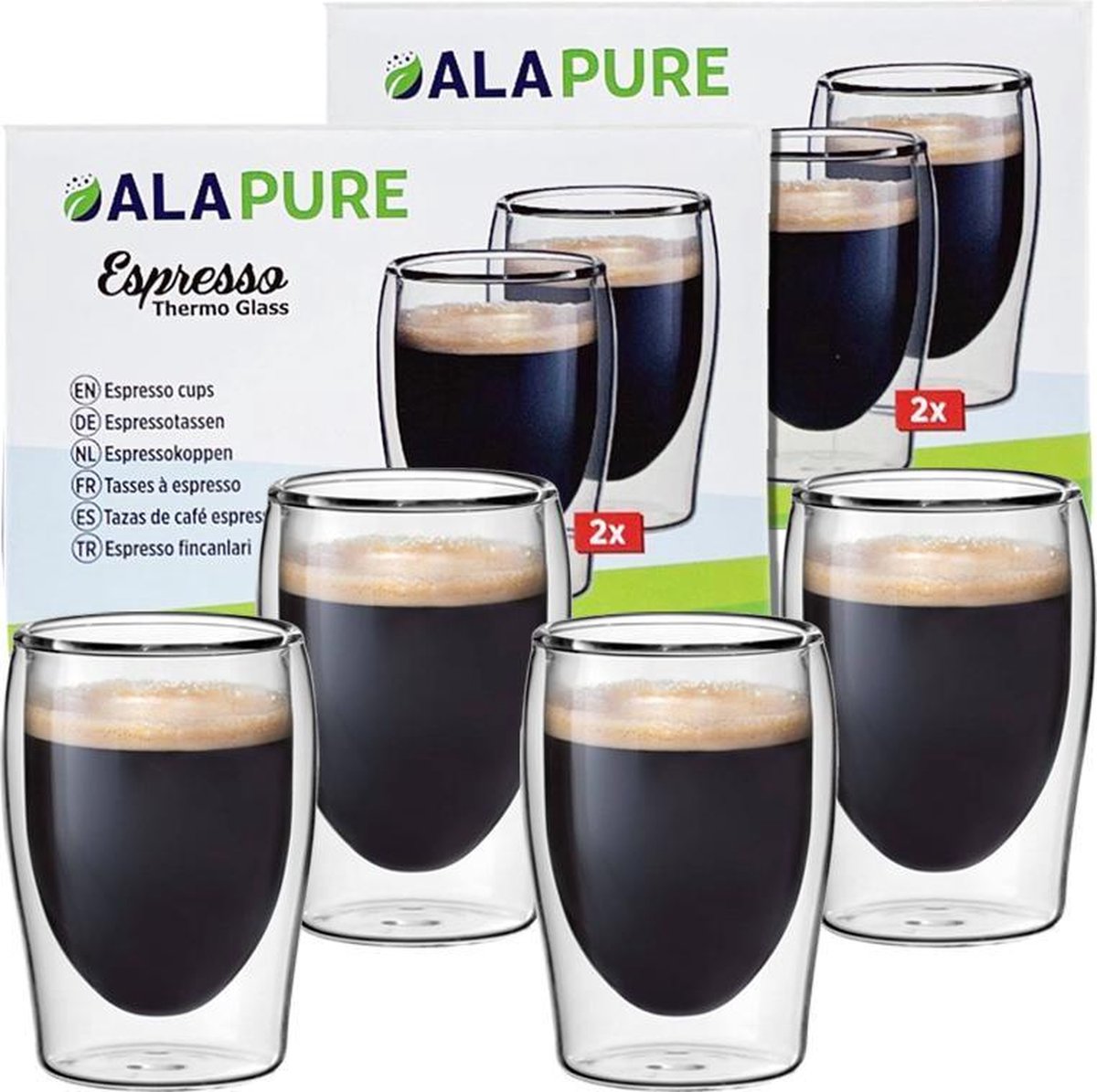 4x Alapure Espresso Thermo Glazen - 8cl / ALA-GLS11