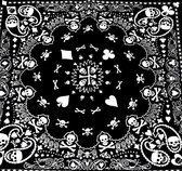 Katoenen zakdoek bandana zwart met doodshoofd en kaartspel print 55x55 cm