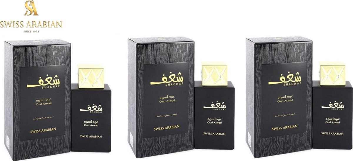 Swiss Arabian Shaghaf Oud Aswad - 3 Stuks - Eau de parfum spray - 75 ml