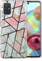 Samsung Galaxy A32 Marmer Case | Back Cover | TPU Telefoonhoesje | Wit / Roze
