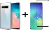 Samsung S10 Hoesje - Samsung Galaxy S10 hoesje siliconen case hoes hoesjes cover transparant - Full Cover - 1x Samsung S10 screenprotector