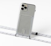 Apple iPhone 12 Pro silicone hoesje transparant met koord white with silver stripes