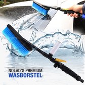 Nolad Premium Wasborstel/Reinigingsborstel/Onderhoudsborstel - Autowasborstel -  Intrekbare Borstel - Lange steel/handvat -  Anti-Slip Handvat - Water Detector - Waterstroom Schake