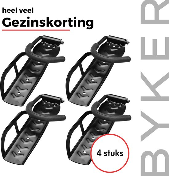 SUPER VOORDELIG - 4 (!) Muurbeugels van BYKER Amsterdam - Ophangsysteem - Fietsbeugel - Muurbeugel - Design - Voor Alle Fietsen - 25 KG