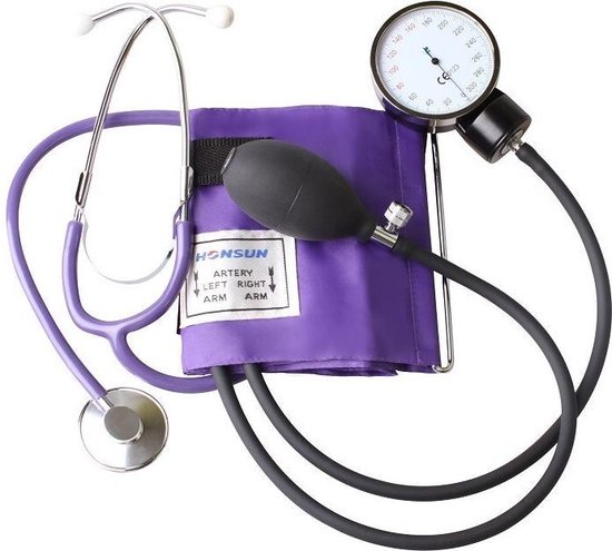 Handmatige bloeddrukmeter (grote en verzwaarde manometer 68 mm) met  stethoscoop... | bol.com