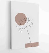 Foliage line art drawing with abstract shape. Abstract Plant Art design for print, cover, wallpaper, Minimal and natural wall art. 2 - Moderne schilderijen – Vertical – 1810924402