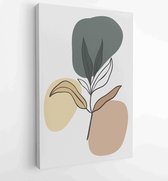 Foliage line art drawing with abstract shape. Abstract Plant Art design for print, cover, wallpaper, Minimal and natural wall art. 3 - Moderne schilderijen – Vertical – 1823785502