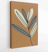 Earth tone boho foliage line art drawing with abstract shape. Abstract Plant Art design for print, cover, wallpaper, Minimal and natural wall art. 2 - Moderne schilderijen – Vertic