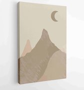 Mountain wall art vector set. Earth tones landscapes backgrounds set with moon and sun. 1 - Moderne schilderijen – Vertical – 1825846481 - 40-30 Vertical