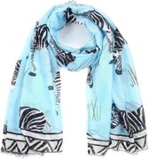 Sunset Fashion - summer scarf zebra - Blue - 1.80 x 0.90 m