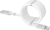DrPhone MAG1 - 3A Kabel - Magnetisch Oprolsysteem -  Geschikt voor iOS Lightning iPhone 14/13/12 Pro MAX/Plus - iPad - 1 Meter Oplaad kabel – Wit