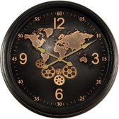 WANDKLOK INDUSTRIAL WORLD DESIGN BRONZE KLOK MET TANDWIELEN EN RADERTJES