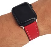 Geschikt voor Apple Watch bandje 42 / 44 / 45 mm - Series 1 2 3 4 5 6 7 SE - Smartwatch iWatch horloge band - 42mm 44mm 45mm - Fungus - PU Leer - Rood - Net