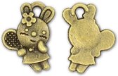 Bedel konijn brons, Afmeting: 15.5mm x 12.5mm x 3mm, 75 stuks