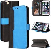 Zakelijke stiksels-kleur horizontale flip PU lederen tas met houder & kaartsleuven & fotolijst voor iPhone 6s Plus / 6 Plus (blauw)