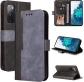 Voor Samsung Galaxy S20 FE / S20 Lite 5G / 4G Zakelijke stiksels-kleur Horizontale Flip PU lederen tas met houder & kaartsleuven & fotolijst (grijs)