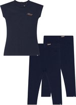 Koko Noko BIO Basics Set(3delig) Jurk Niya Blauw en 2 paar leggings Blauw - Maat 86/92