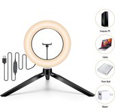 Ringlamp - Ringlamp met Statief Smartphone - Selfie Ring Light Verstelbare Hoogte & 360° Graden Draaibaar - 3 Lichtkleuren en 10 Lichtstanden - Ringlamp Led Ring Lamp met Statief -
