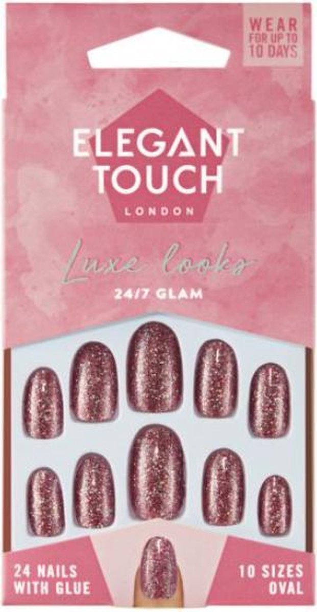 Elegant Touch 24/7 Glam Nails - Kunstnagels - Nagels - Press on nails - Plaknagels - Nepnagels - 24 stuks - Beste Kwaliteit