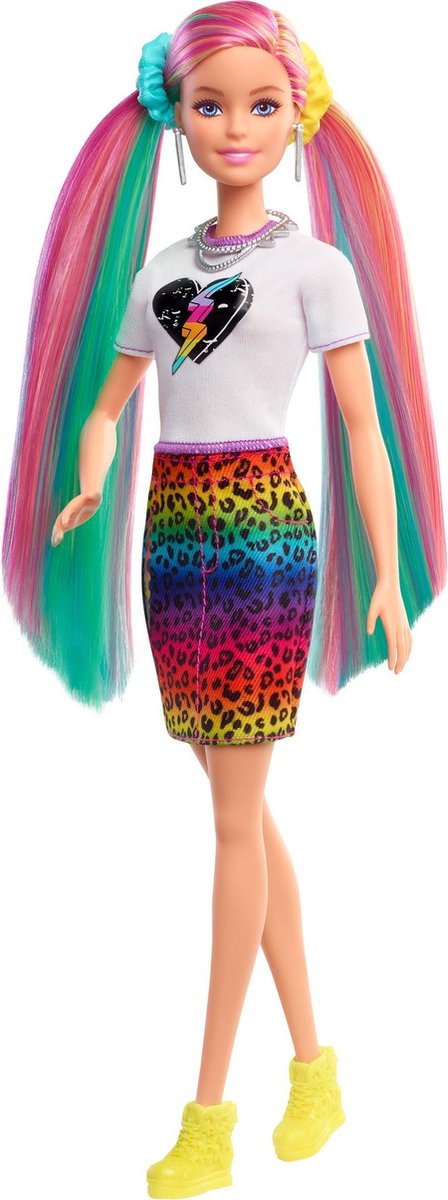 Barbie Leopard Regenbooghaar pop (blond) — afbeelding 12