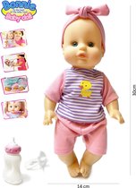 Baby pop Bonnie interactief speelgoed -12 verschillende babygeluiden - kan drinken en plassen - 30CM