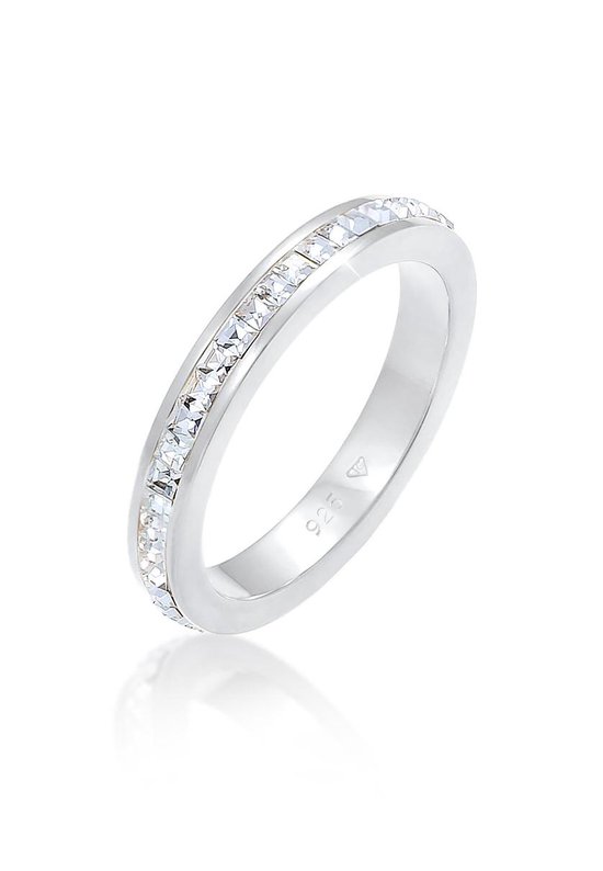 Elli PREMIUM Dames Ring Dames Elegant Basic met Kristallen in 925 Sterling Zilver