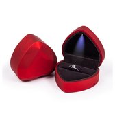 hart ring doosje- rood, huwelijk, verloving, led verlichting, aanzoek, ringdoosje, led-lichtje, valentijnsdag, voorstel, lampje, cadeau, liefde, sieraadendoos, opbergdoos, juwelend