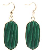 Dielay - Oorbellen met Edelsteen - Oorhangers - 5x1,5 cm - Malachiet