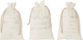 J-Line Zak Kerst Engels Velvet Wit Medium Set van 6 stuks
