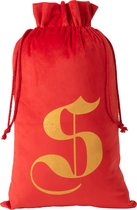 J-Line Zak Kerst S Velvet Rood Medium Set van 4 stuks