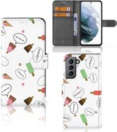 Telefoonhoesje Geschikt voor Samsung Galaxy S21 FE Flip Cover IJsjes