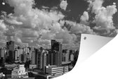 Tuinposter - Tuindoek - Tuinposters buiten - De grote stad Belo Horizonte in Brazilië - zwart wit - 120x80 cm - Tuin