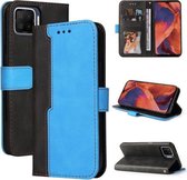 Voor OPPO F17/A73 2020/F17 Pro/A93 2020 Zakelijke Stiksels-Kleur Horizontale Flip PU Lederen Case met Houder & Kaartsleuven & Fotolijst & Lanyard (Blauw)