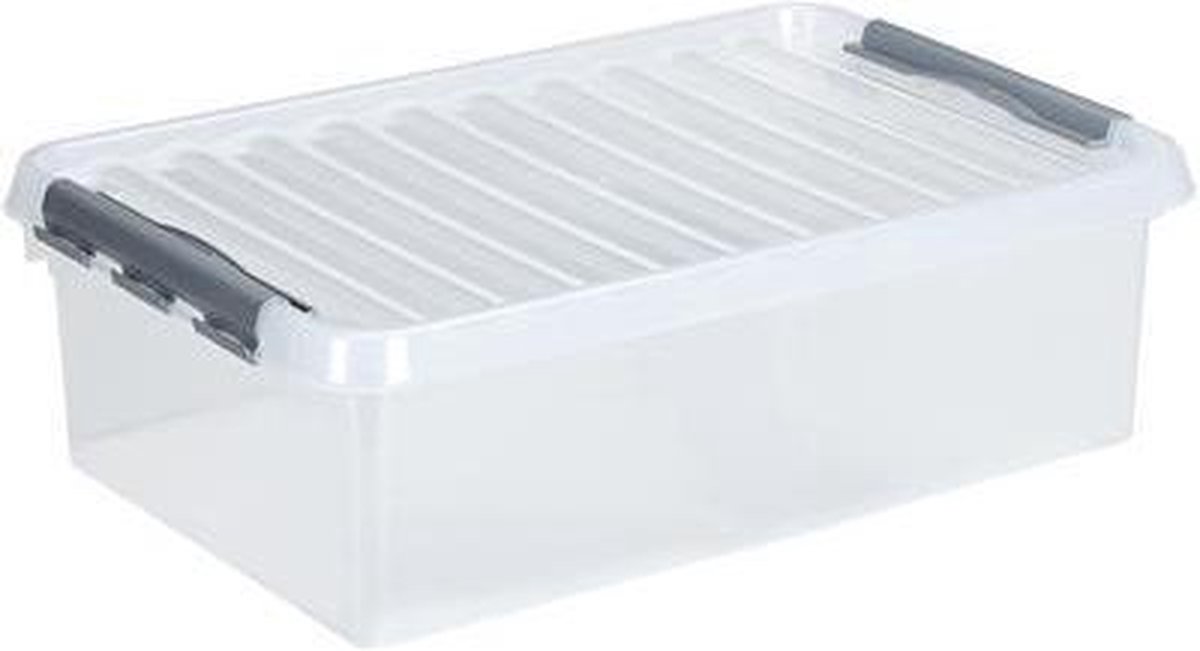 Sunware Q-Line opbergbox 32L - 60x40x18 cm - Transparant/Grijs