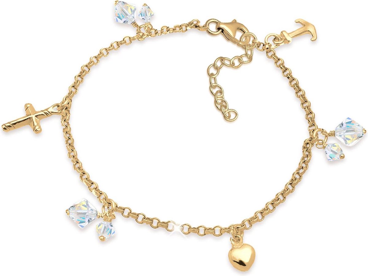 Elli - Armband - Dames Kruis Hart Anker met Kristallen in 925 Sterling Zilver - Dames