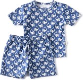Little Label Pyjama Jongens Maat 92 - Wit, Blauw - Zachte BIO Katoen - Shortama - 2-delige zomer pyama jongens - Walvisprint