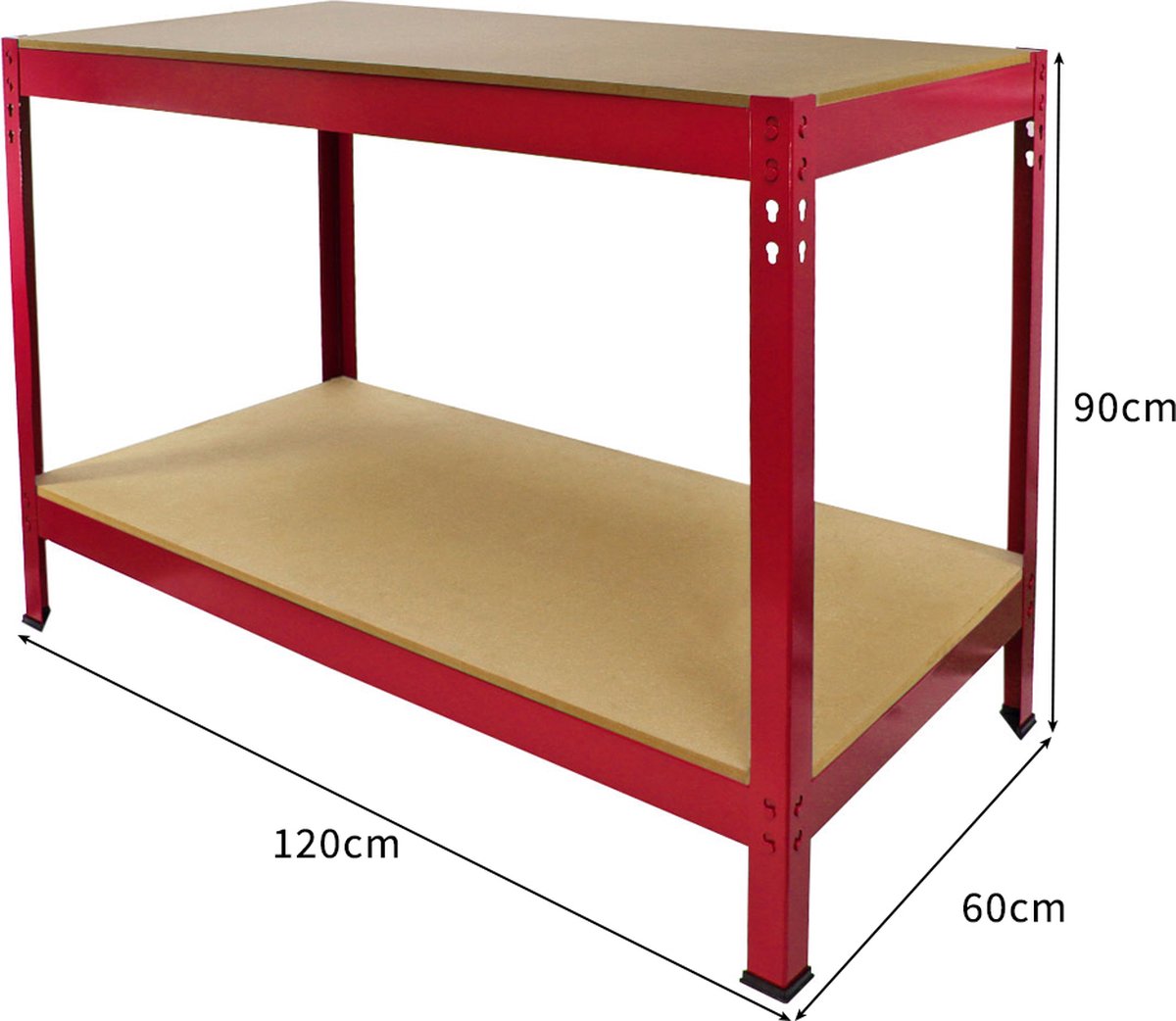 Établi - MONSTERSHOP - 2 Niveaux - 300kg par étagère - Acier et panneau