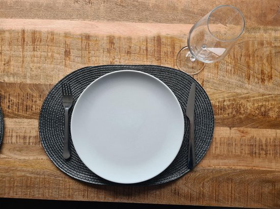 EVER HOME Napperons- 4 PIECES - Ovale - Napperon - Gris Foncé - 45x30cm
